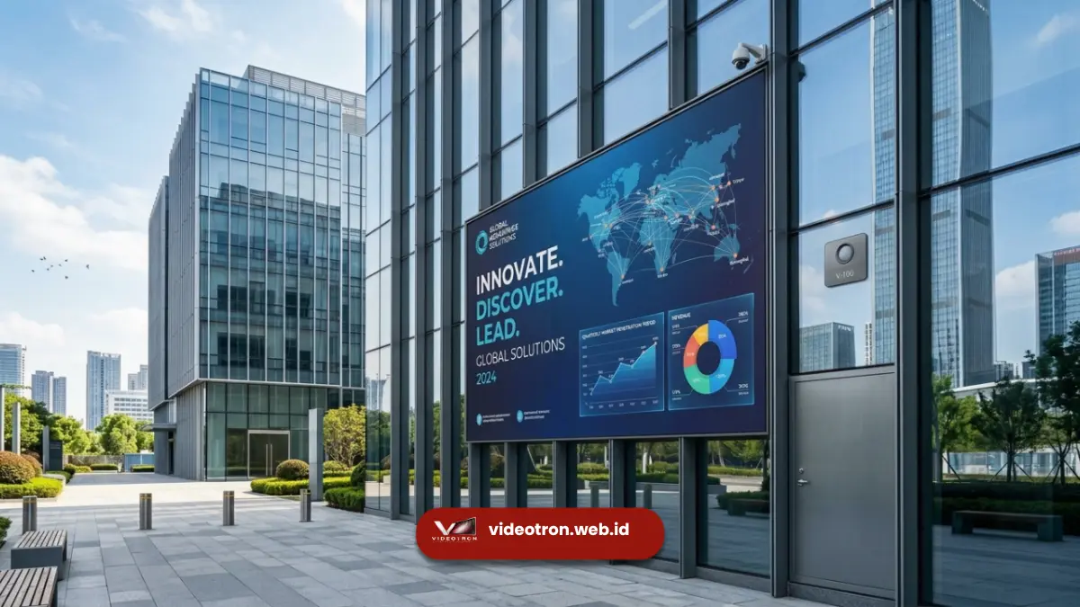 Instalasi Videotron Fasad Gedung Sensor Otomatis
